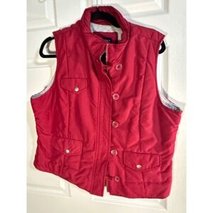 Sonoma Life+Style Womens Vest XL‎ Red Puffer Sleeveless Quilted Snap Zip Up